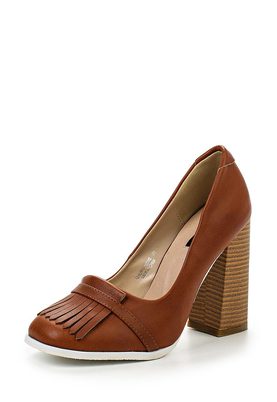 LOST INK  CHARIS FLARED BLOCK HEEL FRINGED LOAFER