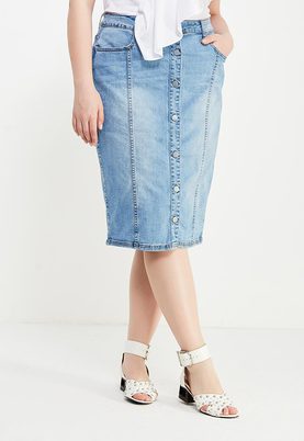 LOST INK PLUS   DENIM PENCIL SKIRT