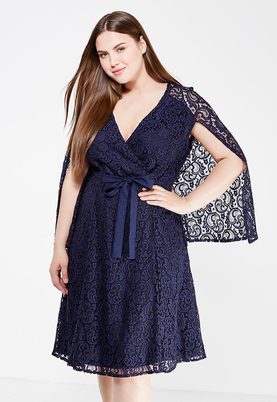 LOST INK PLUS  LACE DRESS WITH CAPE SLEEVE